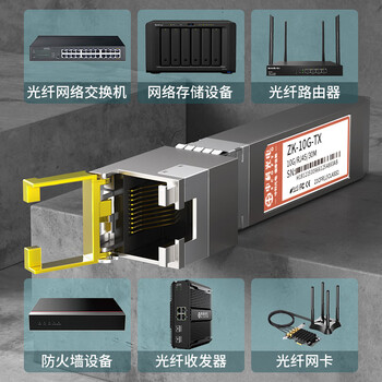 中科光电万兆电口模块 光转电口模块 光电转换模块 10G光电模块 30米 SFP+光转网口适用国产品牌ZK-10G-TX