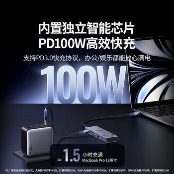绿联Type-C转双HDMI三屏异显拓展坞USB-C外接双屏一拖二扩展坞10G 4K多屏扩展适用笔记本电脑平板CM880