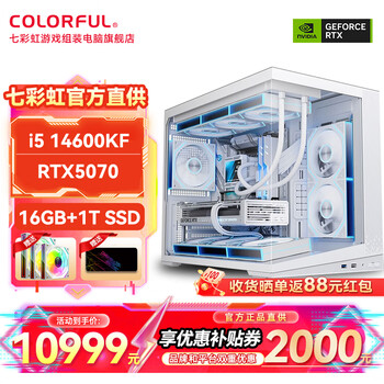 七彩虹RTX5070Ti/5080显卡/i7 14700KF/U7 265KF/三角洲行动游戏电竞直播台式组装电脑主机整机DIY组装机 i5 14600KF+RTX5070丨配置四