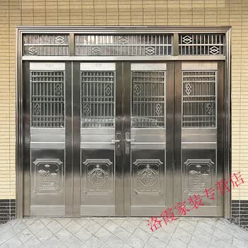 轻奢不锈钢门四开子母别墅农村自建房入户进户客厅四扇304防盗大门