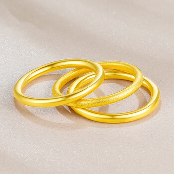 杜尊老凤凰黄金三生三世戒指指环女细圈素圈情侣对戒999足金尾戒男