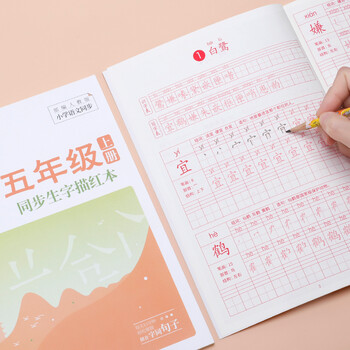 绍泽文化 小学生五年级上册同步生字描红本 人教版生字练字本 儿童练字帖