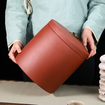 金镶玉大号容量清心紫砂茶叶罐茶叶七饼宜兴原矿密封醒储存罐