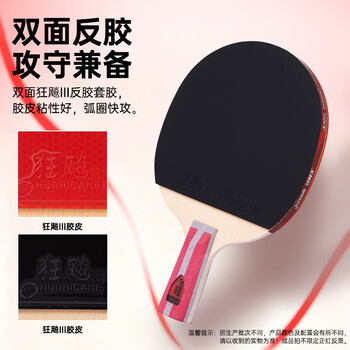 红双喜DHS狂飚四星直拍双面反胶乒乓球拍单拍成品拍F4006