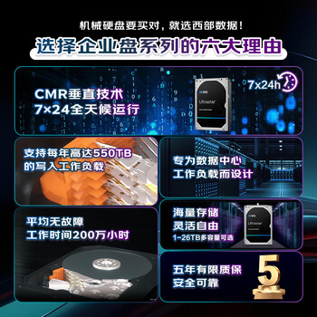 西部数据(WD)10TB企业级机械硬盘DC HC330 SATA 7200转256MB CMR垂直 服务器硬盘 3.5英寸WUS721010ALE6L4 西部数据(WD)10TB企业级机械硬盘DC HC330 SATA 7200转256MB CMR垂直 服务器硬盘 3.5英寸WUS721010ALE6L4