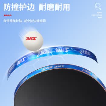 红双喜（DHS）乒乓球拍5星直拍单拍狂飙3胶皮双面反胶H5006含乓球