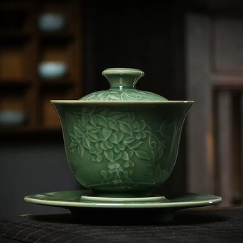 中国宋代青瓷盖碗，茶器。 青瓷刻花品牌及商品- 京东