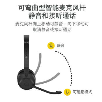 捷波朗（Jabra）话务耳机 Evolve2 55 MS 电脑办公会议通话话务员客服电销专用耳麦在线教育头戴式蓝牙降噪耳机