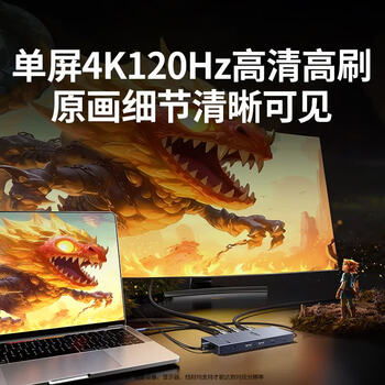 绿联Type-C3.2转双HDMI/DP四屏异显拓展坞USB外接三屏8K扩展坞10G转接分屏器适用笔记本电脑平板CM886