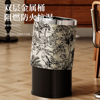 AKBK中古风垃圾桶12L客厅家用网红大号压圈式厨房轻奢2026新款