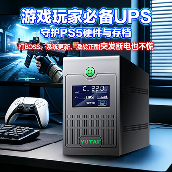 宇泰ups不间断电源 台式机备用电源1000VA/600W 家用可带2台电脑停电应急电源 YTB1000-L