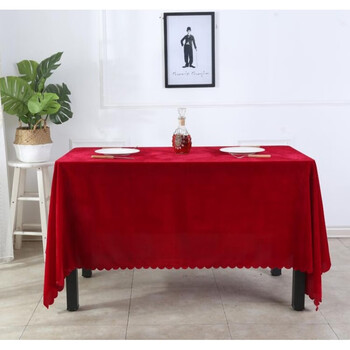 turbosun红色会议桌桌布办公桌绒布桌布简约会议室台布平铺桌布加厚暗