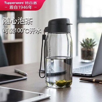 特百惠（Tupperware）乐趣550ml塑料杯男女士学生运动水杯子大容量泡茶杯 都市灰