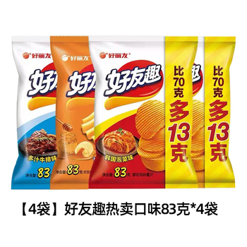 好丽友(orion)好友趣大凹凸83g*4袋蜂蜜黄油味马铃大波浪薯片薯条膨化