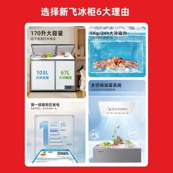 新飞170L双温家用冷柜全空间减霜一级冷藏冷冻冰柜节能省电宽幅变温车载冷柜BCD-170KAT/L