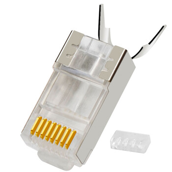 礼嘉 LJ-P730 七类铜壳屏蔽万兆水晶头 CAT7网线两件式7类水晶头RJ45镀金50U带燕尾夹1.3MM线孔 30个/包