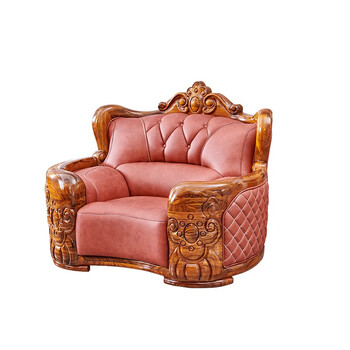 保菲特乌金木欧式豪华真皮大客厅家具实木色雕花别墅124组合沙发 沙发