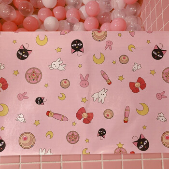 粉色少女心露娜猫可爱长餐垫软妹粘土桌垫学生书桌垫子背景垫 黑猫和