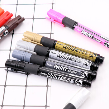 派通（Pentel）彩色圆头油漆笔 防水速干记号笔粗头大字广告笔MMP20 灰色单支装