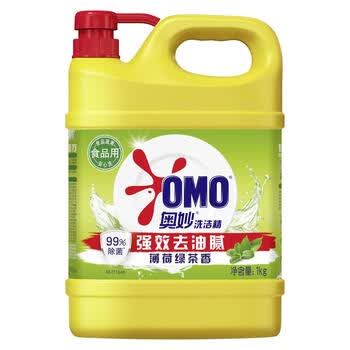 奥妙（OMO）洗洁精【超值组合】餐具去油除菌洗涤剂1KG*2桶（茶香+柠檬香）