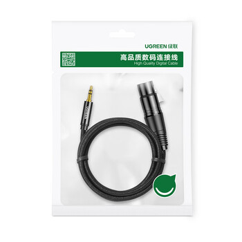 绿联 3.5转卡侬母音频线 有线电容麦 手机电脑音响接声卡麦克风调音台连接线 3.5mm转卡农母头1米20763