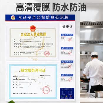 金隆兴食品安全信息公示栏营业执照食品健康证三合一公示栏营业执照展示框挂墙 2卡套+6健康证卡位贴纸款