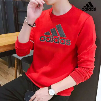 阿迪达斯 （adidas）卫衣男装上衣 新款本命年红色跑步训练健身运动服圆领套头衫 HZ3025本命年红色 S /建议120-135斤