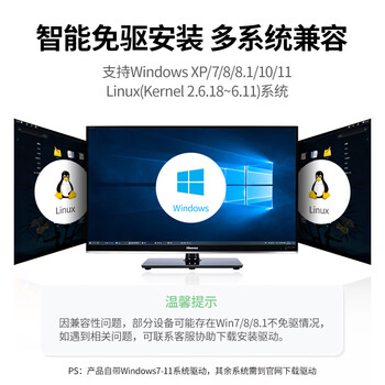 绿联USB无线网卡免驱AC650 双频5G网卡外置高增益天线 适用笔记本台式主机 90339 wifi发射器 个
