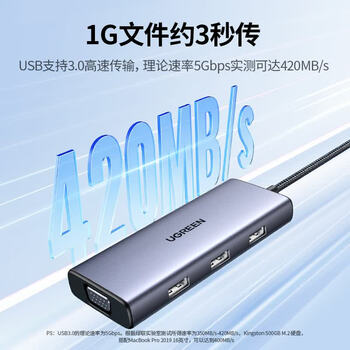 绿联六合一 Type-C扩展坞USB-C拓展坞VGA转换器 适用笔记本电脑平板【HDMI+VGA+USB3.0+PD】CM498 绿联六合一 Type-C扩展坞USB-C拓展坞VGA转换器 适用笔记本电脑平板【HDMI+VGA+USB3.0+PD】CM498
