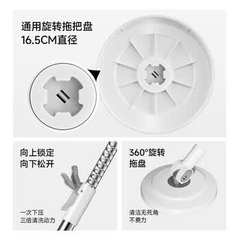 五月花旋转拖把杆加粗拖把盘尘推杆圆拖把头配件杆盘套装JJ-PJ004