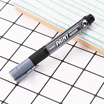 派通（Pentel）彩色圆头油漆笔 防水速干记号笔粗头大字广告笔MMP20 灰色单支装