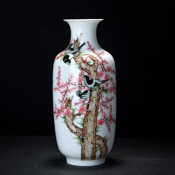 中国美術 古玩 米黄釉堆白花鳥花瓶 景德鎭製 中国美術 立ち入る 古玩 米黄釉堆白花鳥花瓶 景德鎭製