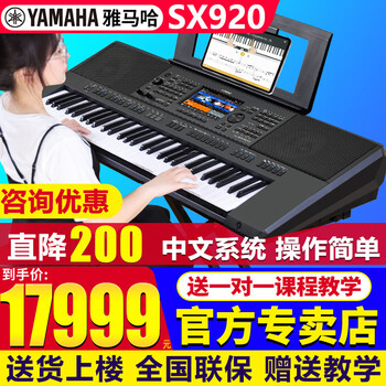 雅马哈（YAMAHA）电子琴PSR-SX600/720/920/900 61键成人专业教学直播娱乐舞台弹唱 【领券下单中文版SX920】标配+U盘白金扩展包