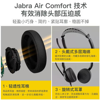 捷波朗（Jabra）话务耳机 Evolve2 55 MS 电脑办公会议通话话务员客服电销专用耳麦在线教育头戴式蓝牙降噪耳机