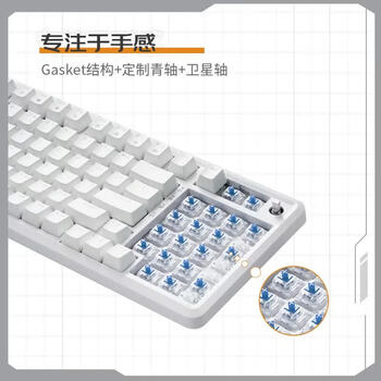 联想商务办公机械有线键盘-青轴 98键GASKE T结构键线分离 MK9机械键盘 樱花白