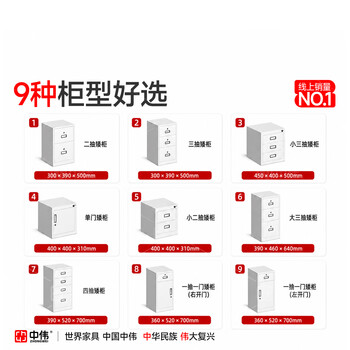 中伟（ZHONGWEI）铁皮文件柜资料柜员工储物柜打印机柜床头柜收纳柜子抽屉式活动柜