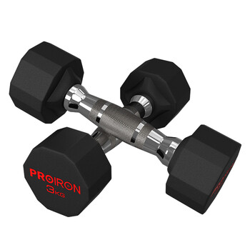 PROIRON普力艾 包胶哑铃男士家用哑铃健身十二边环保哑铃套装 3KG*1对