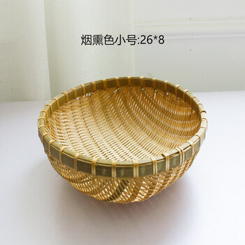 御舵竹编筐簸箕筲箕竹筛子竹制品馒头筐洗菜水果篮收纳筐沥水烟熏色