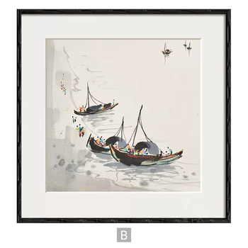 吴冠中 山水画 江南風景 掛軸 横幅 水墨画 中国美術 風景画 壁掛け 和室装飾 吴冠中水墨山水画型号规格- 京东