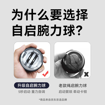京东京造 腕力球自启动 减压训练臂力球 金属臂力器 握力球 自发光变色灯 