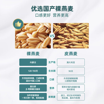 阴山优麦有机裸燕麦片875g 高蛋白质 高膳食纤维  0添加蔗糖 营养早餐
