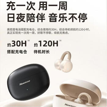 纽曼（Newmine）LY63Pro 耳夹式骨传导概念无线蓝牙耳机 超长续航超级快充防汗防水主动降噪通话降噪 黑色