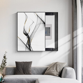 俏绘 电表箱装饰画竖款配电箱免打孔遮挡画现代简约电闸盒挂画 富饶之