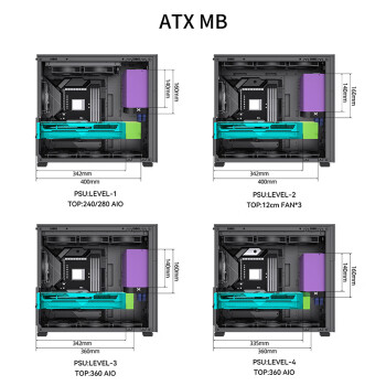 乔思伯（JONSBO）松果D41 标准版黑色 ATX机箱（双360冷排/ATX电源/Type-c Gen2 10Gbps+/垂直风道/长显卡）
