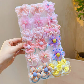 恋业儿童网纱花朵发绳女童扎头发不伤发橡皮筋头绳小女孩头花发圈8