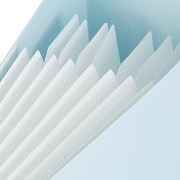 得力（deli）乐素系列 8格按扣多层文件夹风琴包 学生试卷资料收纳 办公用品文件保护简约时尚 天蓝72456