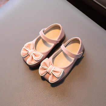 梦莲娅秋季韩版女童公主鞋宝宝鞋子女孩蝴蝶结方口鞋软底小皮鞋粉色21