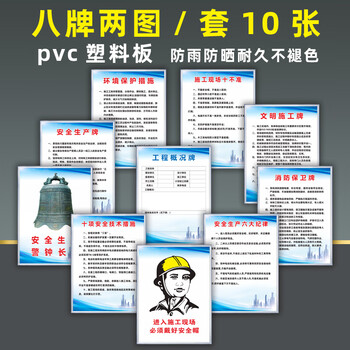 建筑五牌一图工地安全标识牌围挡施工警示牌晴雨表八大员岗位职责牌