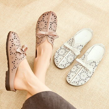 凉拖女外穿妈妈拖鞋女室外包头拖鞋女妈妈鞋夏季全牛皮软底中年女士