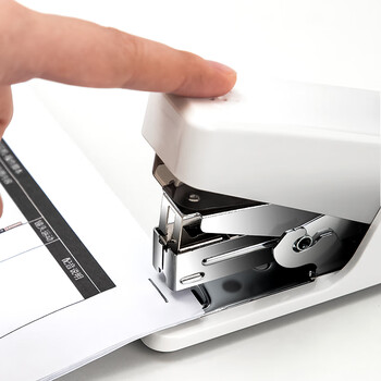 得力（deli）(deli)高效省力结构订书机/订书器 适配12#订书钉 可装50枚钉 白色0466（不含钉） 